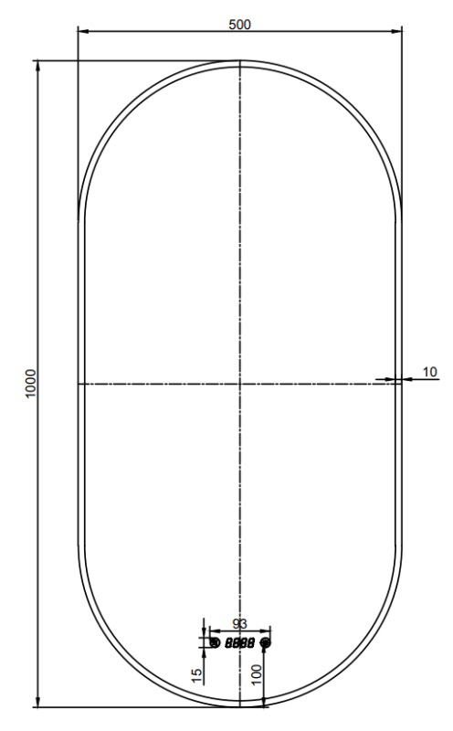 Oglindă cu LED, dezaburire și ceas Fluminia, Canaria 100 Clock, iluminare perimetrală cu difuzor acrilic, ramă neagră